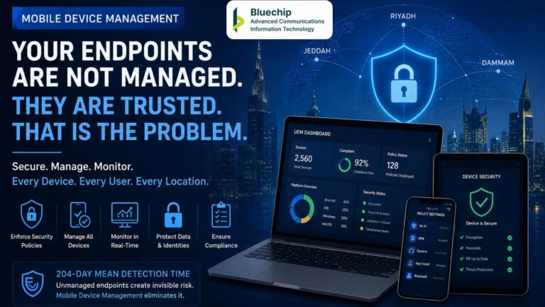 Mobile Device Management platform securing enterprise endpoints across multiple KSA locations.